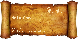 Heim Anna névjegykártya